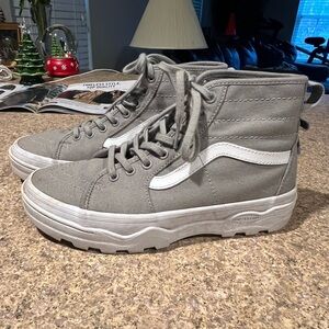 Gray High-Top Sneakers with White Accents
